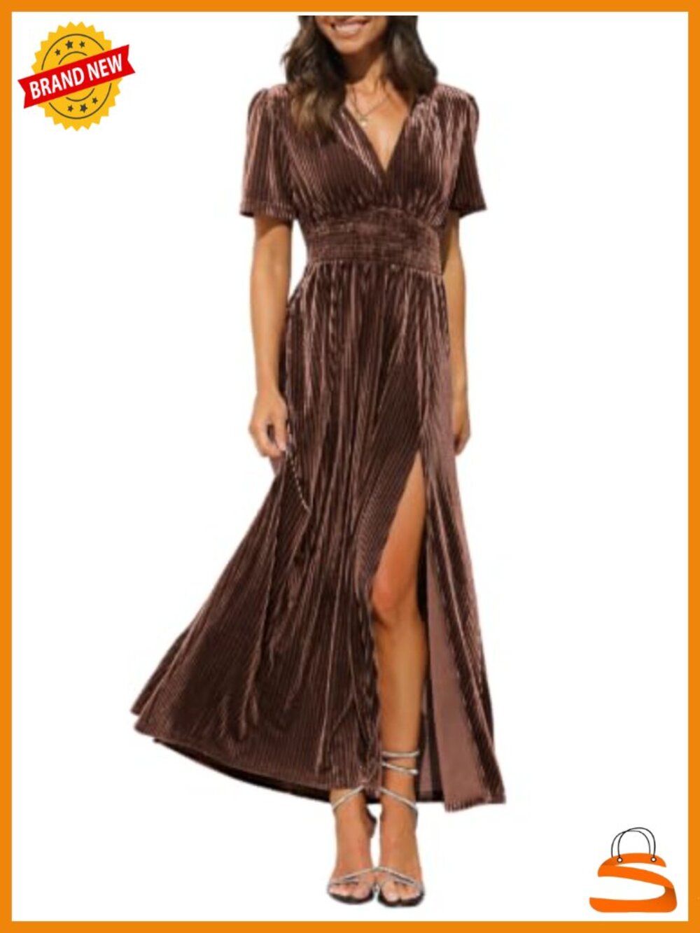 Velvet Maxi Dress Fall Formal Wedding Guest Cocktail V-Neck Short Sleeve